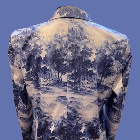 Blue Toile  Printed  Blazer - Picture 13 of 17